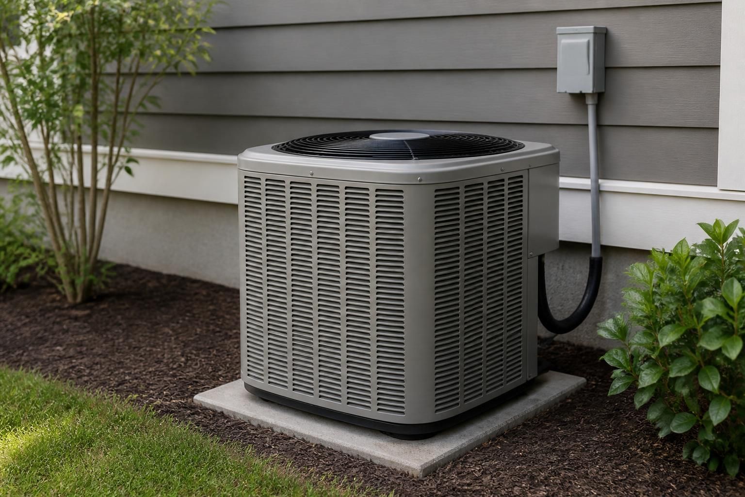 Finished air conditioner installation with clean equipment.
