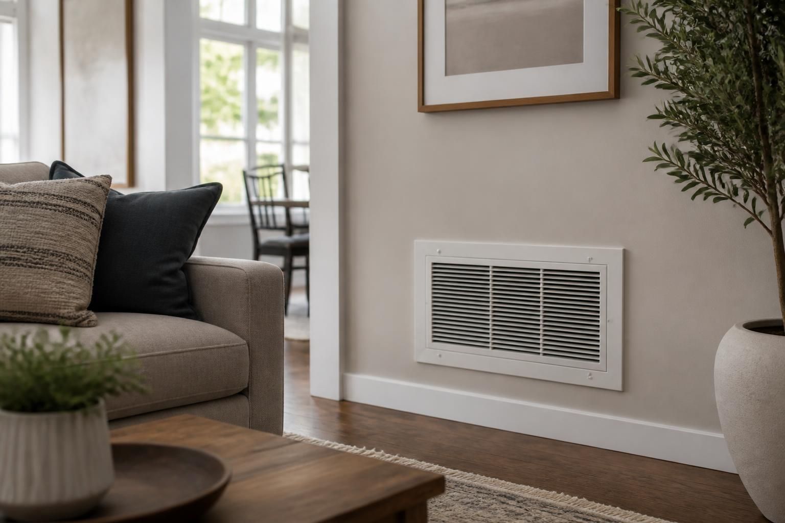 Comfortable home interior with discreet HVAC installation.